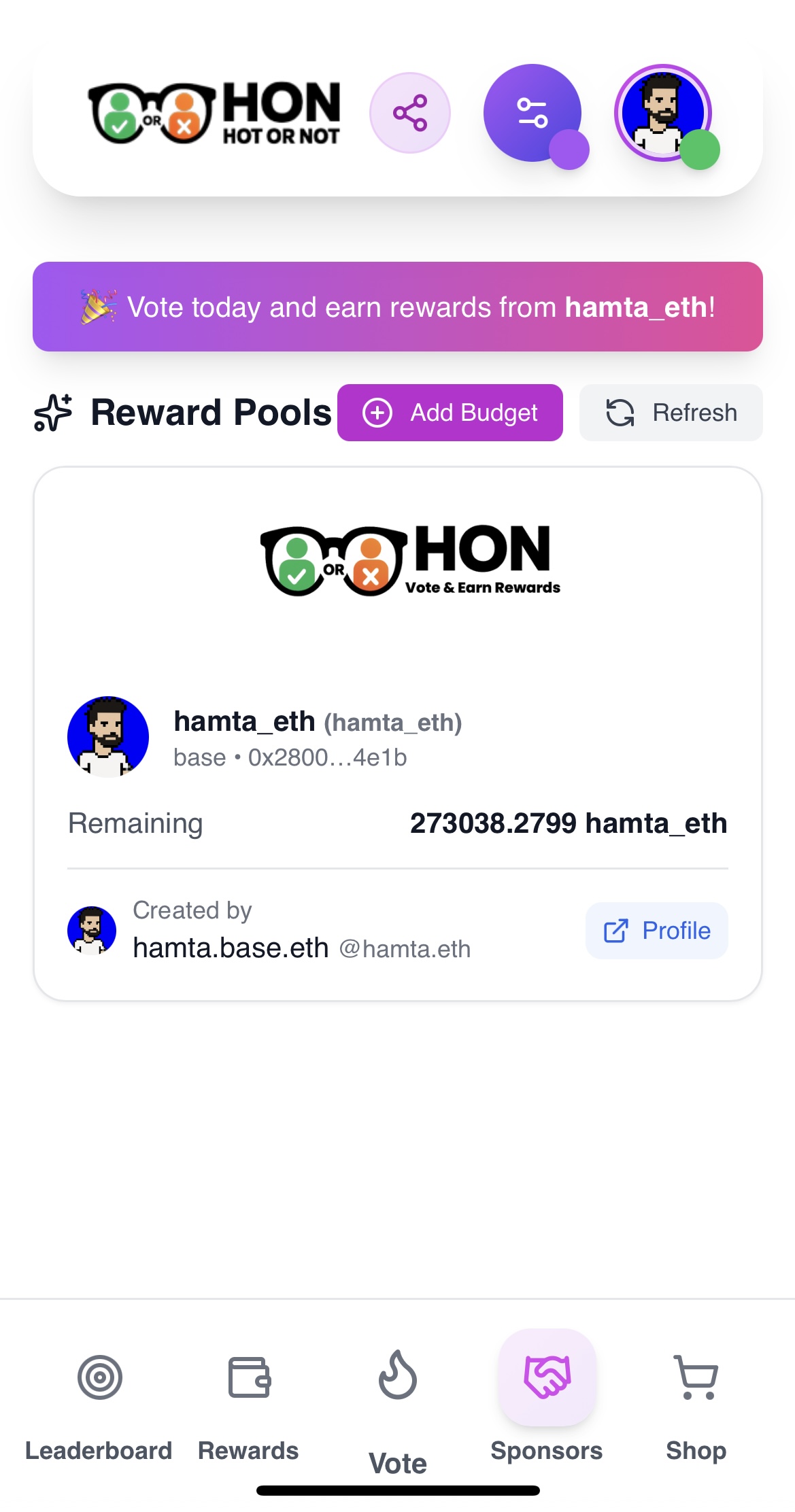 HON Sponsorship Interface